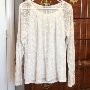 Retro Threads Off White Lace Blouse Size L